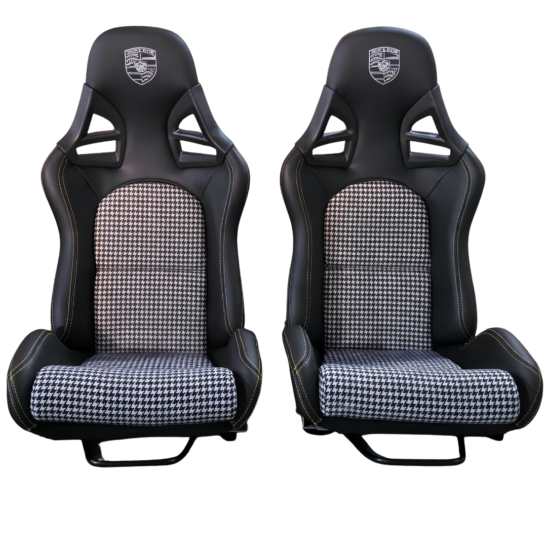 Neo Forged Porsche GT Cup Style Reclining Seat – Houndstooth Edition